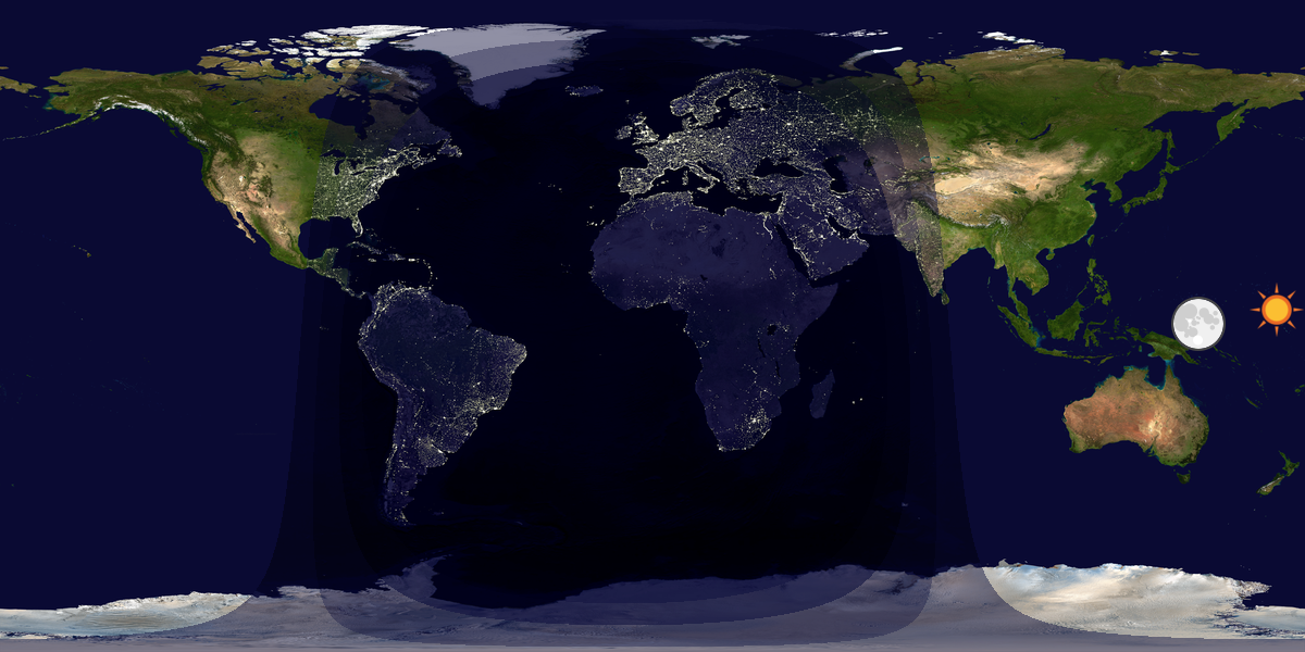 Verdenskart som viser dag og natt 