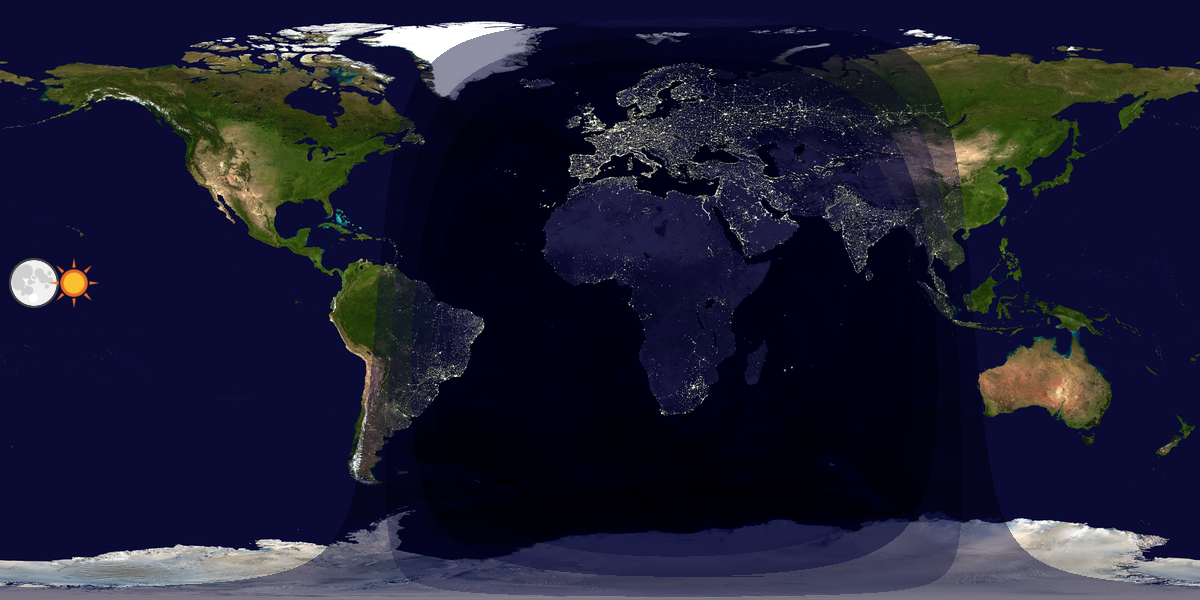 Verdenskart som viser dag og natt 