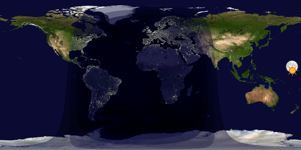 Verdenskart som viser dag og natt 