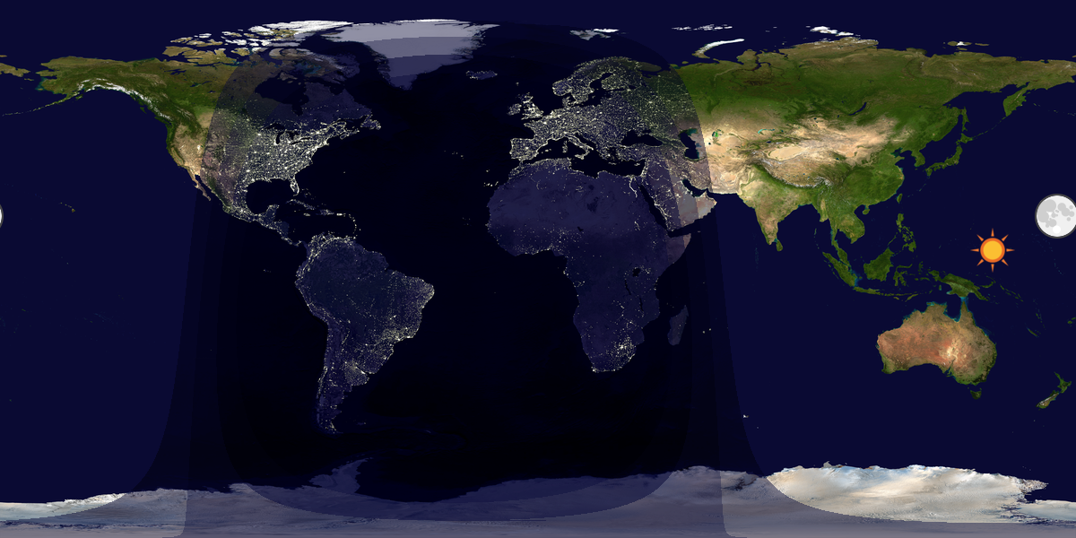 Verdenskart som viser dag og natt 