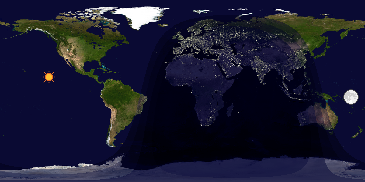 Verdenskart som viser dag og natt 