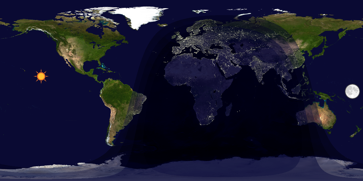 Verdenskart som viser dag og natt 