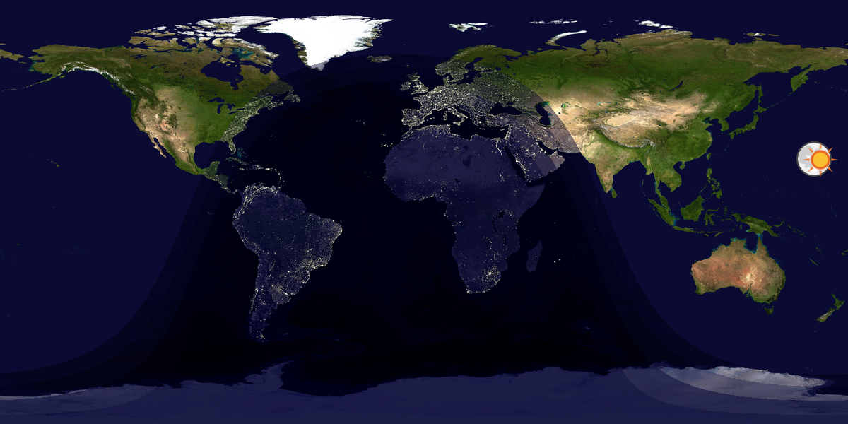 Verdenskart som viser dag og natt 