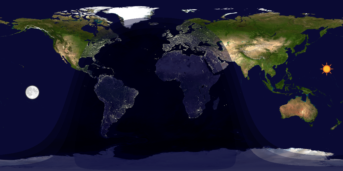 Verdenskart som viser dag og natt 
