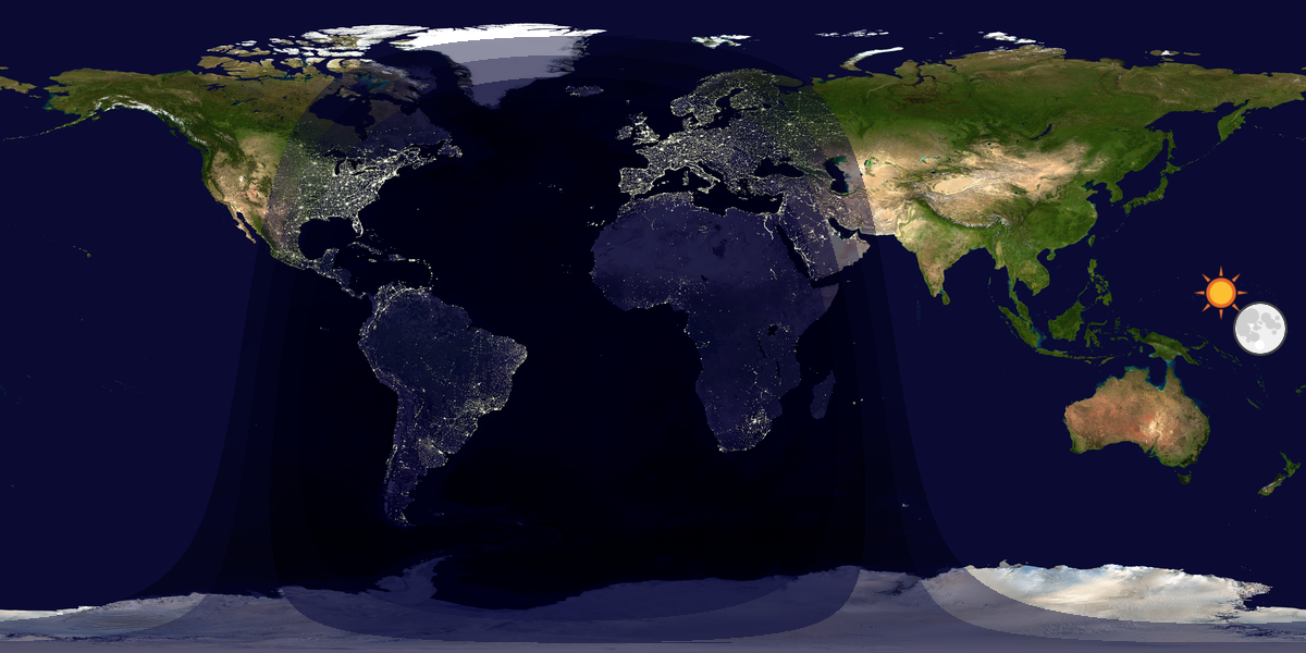 Verdenskart som viser dag og natt 