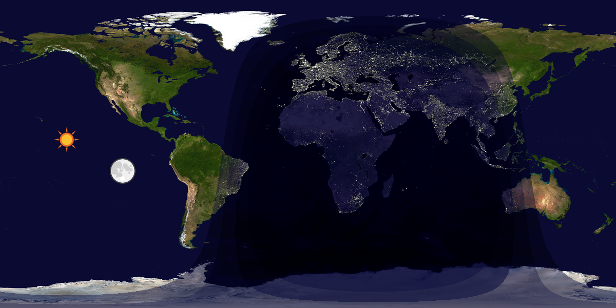 Verdenskart som viser dag og natt 