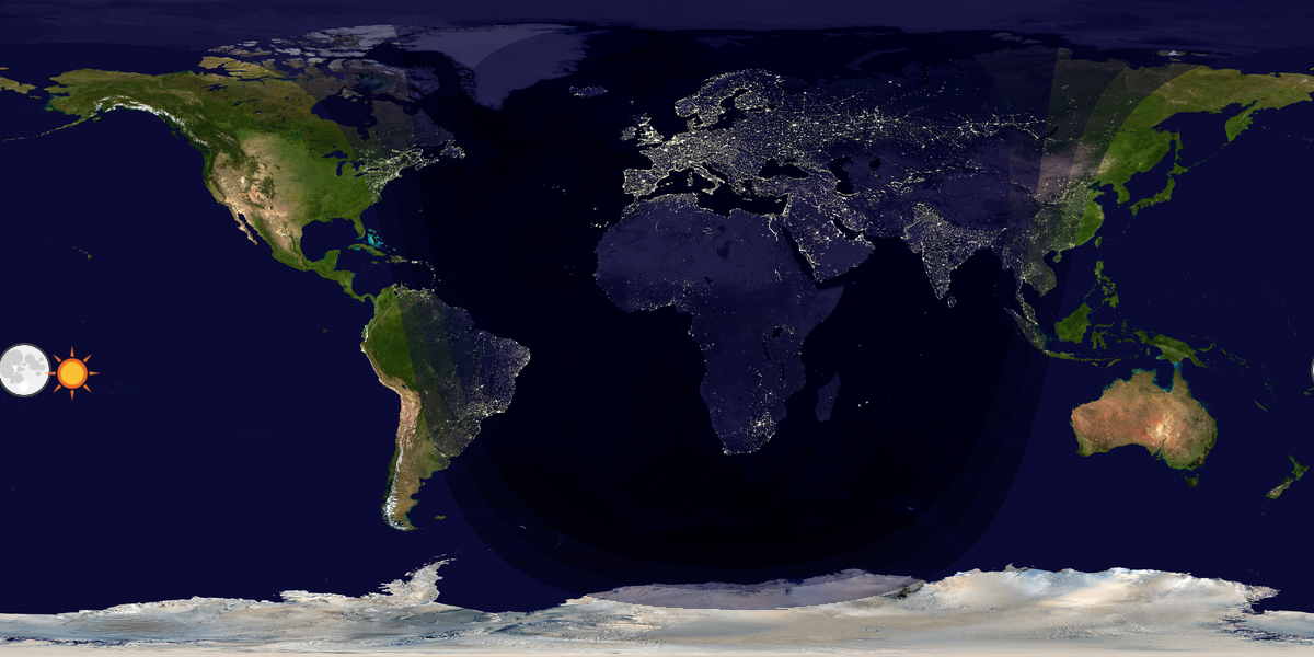 Verdenskart som viser dag og natt 