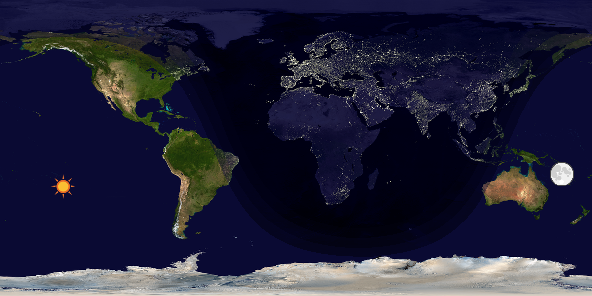 Verdenskart som viser dag og natt 