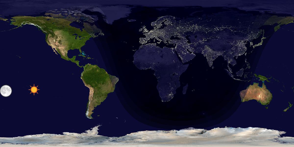Verdenskart som viser dag og natt 