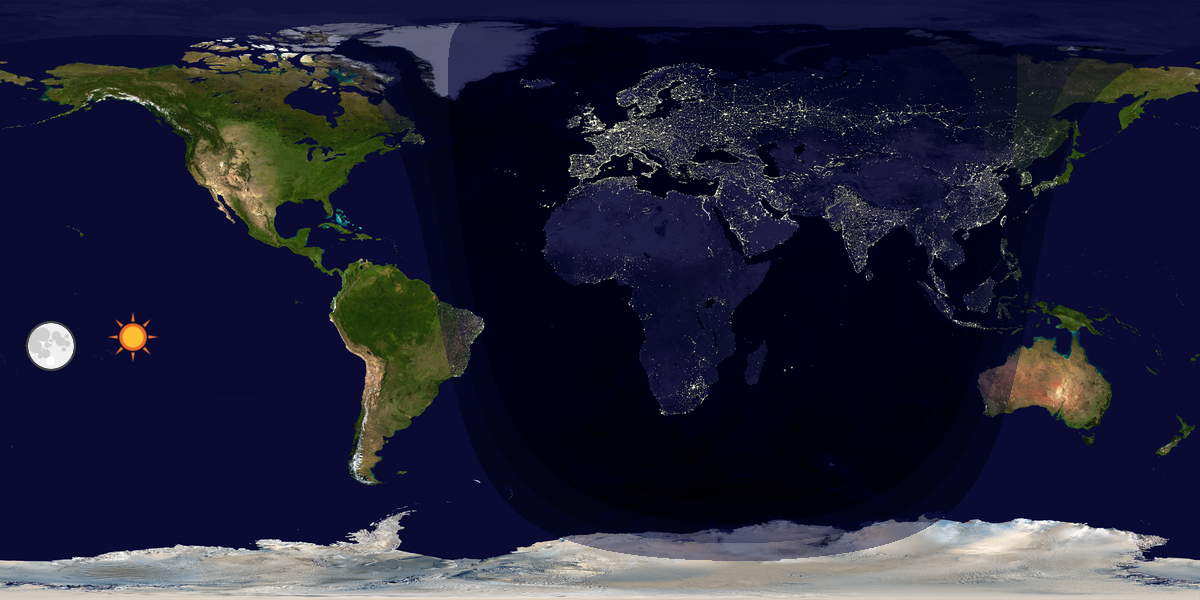 Verdenskart som viser dag og natt 