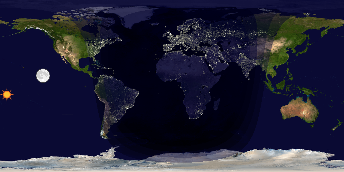 Verdenskart som viser dag og natt 