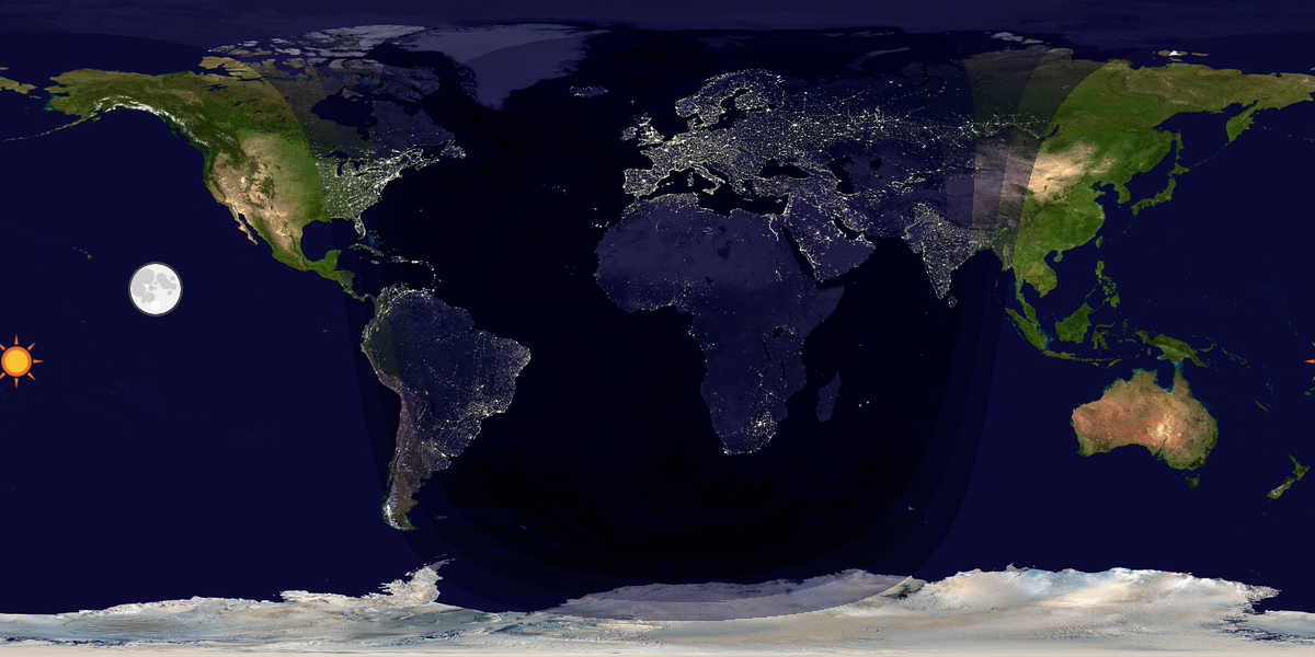 Verdenskart som viser dag og natt 