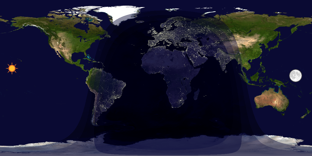 Verdenskart som viser dag og natt 