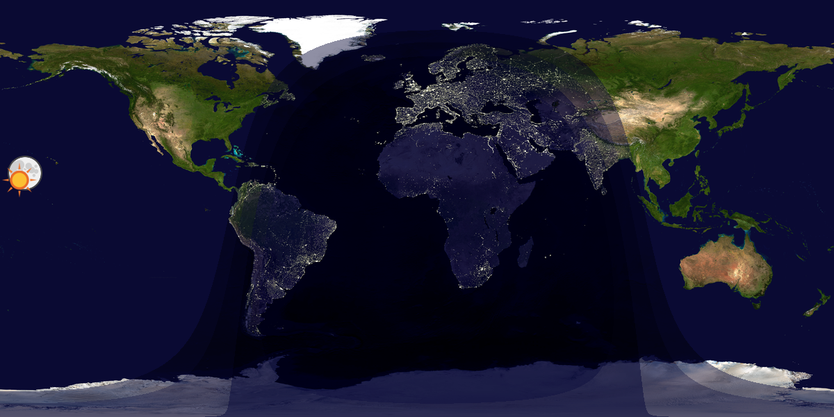 Verdenskart som viser dag og natt 