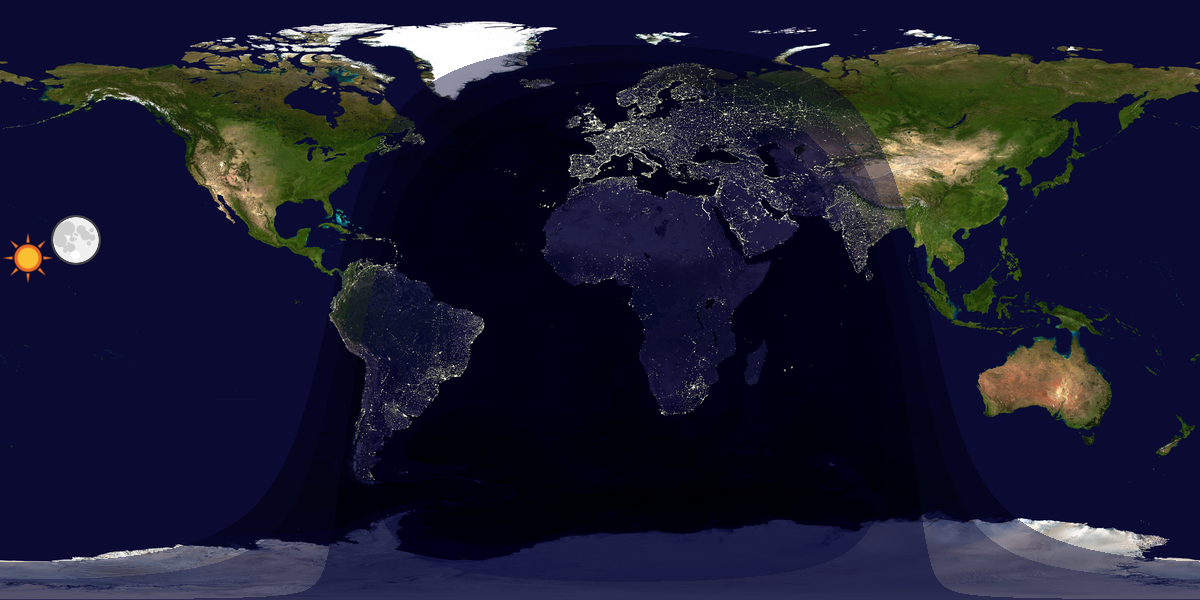 Verdenskart som viser dag og natt 