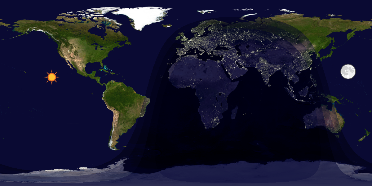 Verdenskart som viser dag og natt 