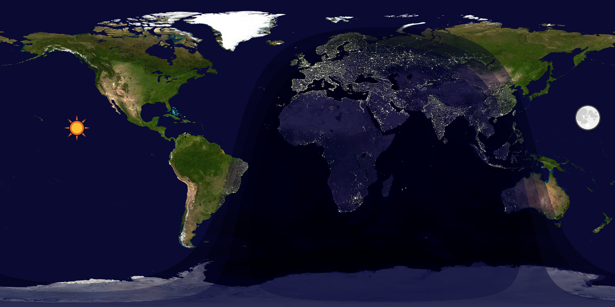 Verdenskart som viser dag og natt 