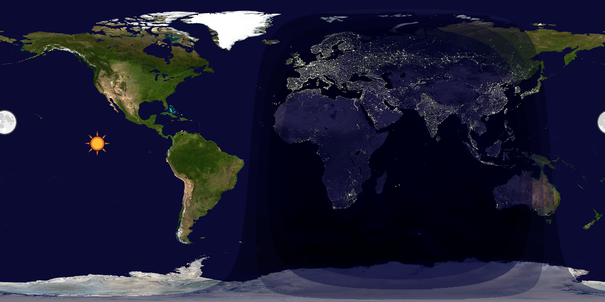 Verdenskart som viser dag og natt 