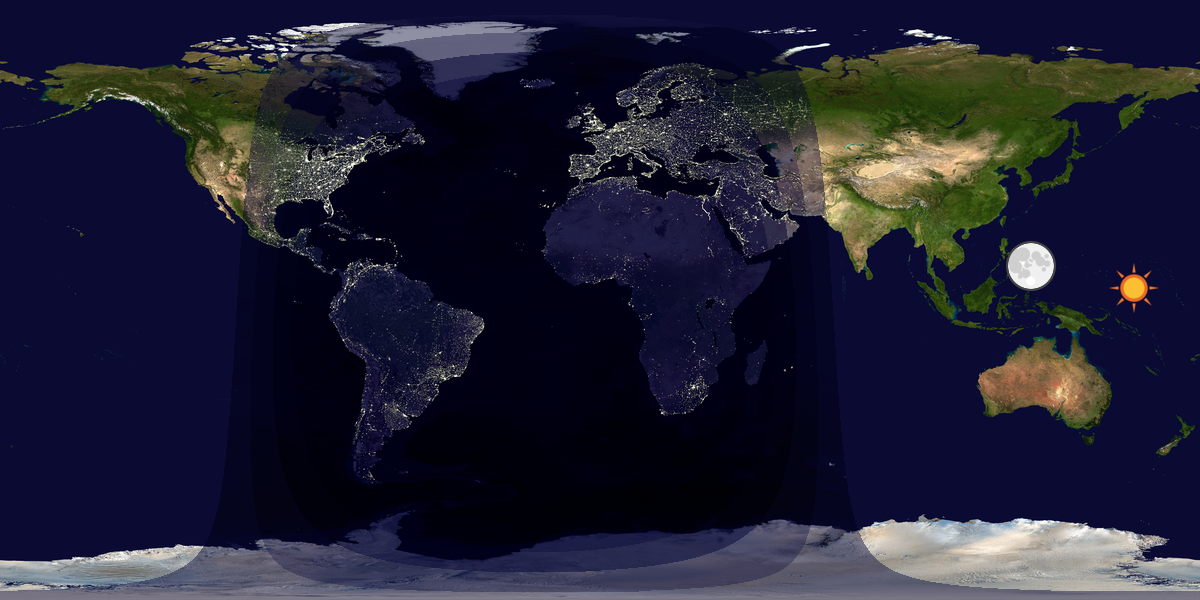 Verdenskart som viser dag og natt 