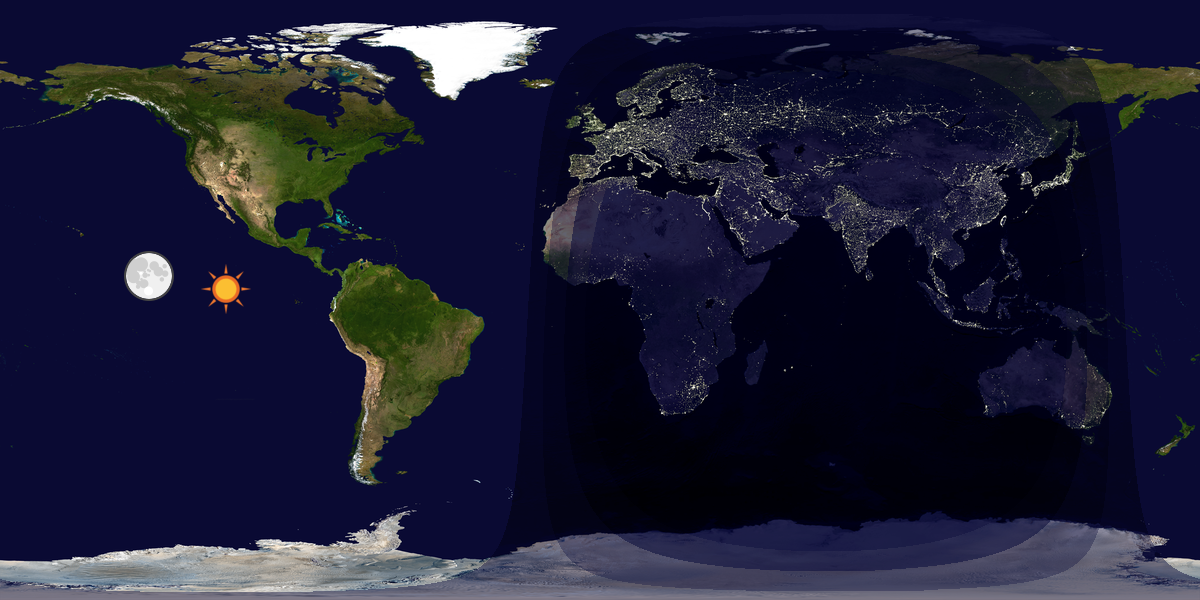 Verdenskart som viser dag og natt 