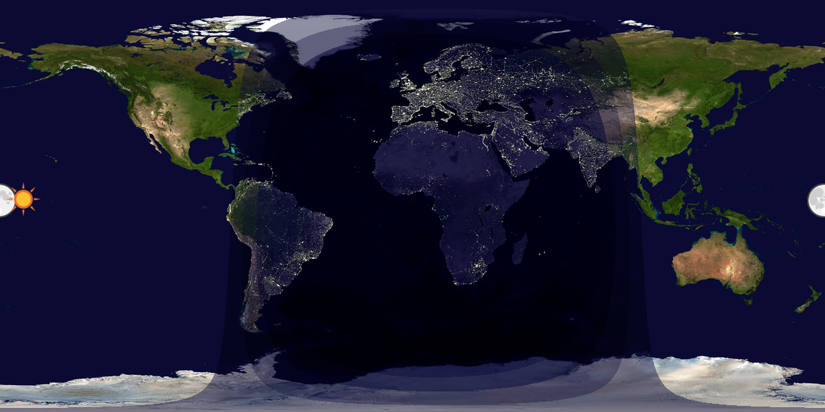 Verdenskart som viser dag og natt 