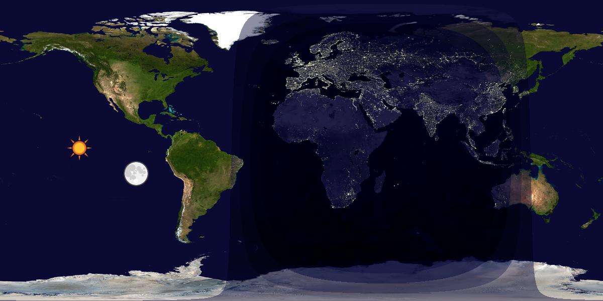 Verdenskart som viser dag og natt 