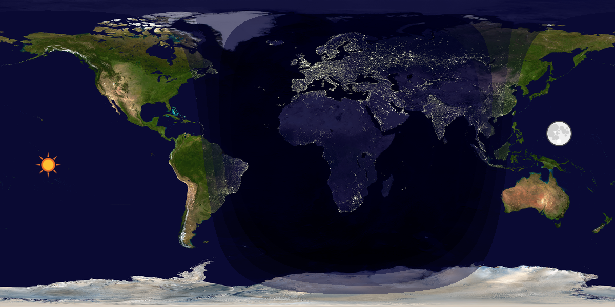 Verdenskart som viser dag og natt 