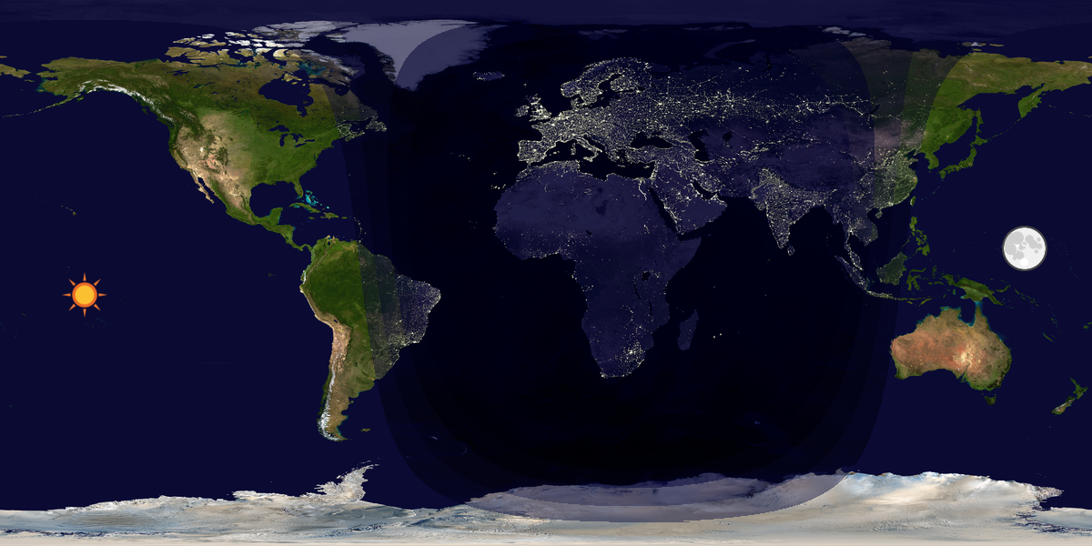 Verdenskart som viser dag og natt 