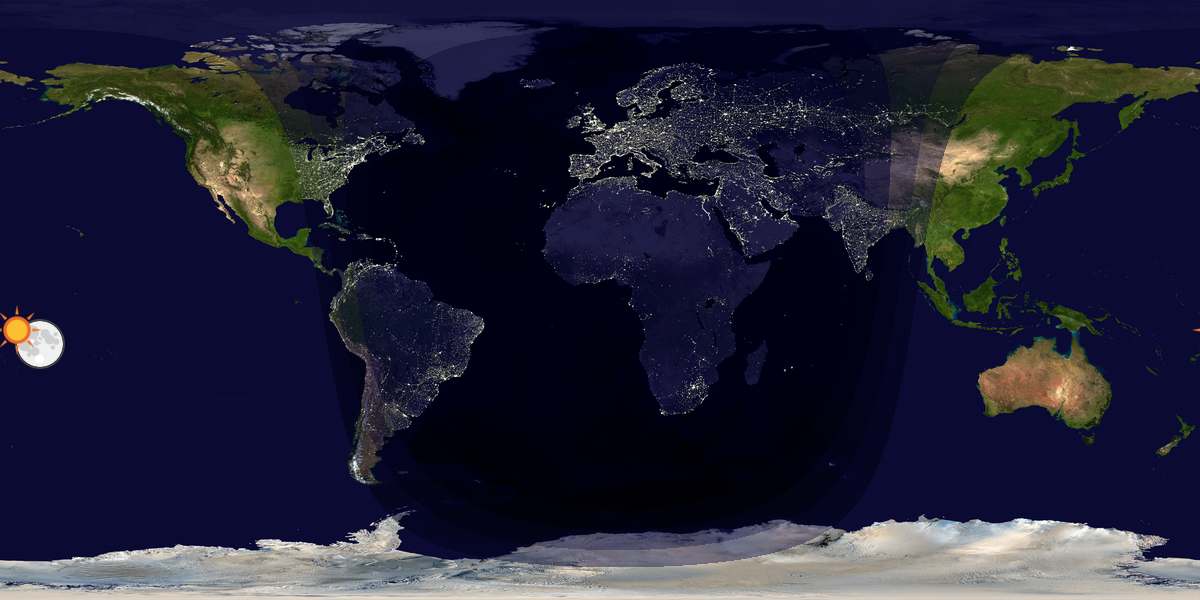 Verdenskart som viser dag og natt 