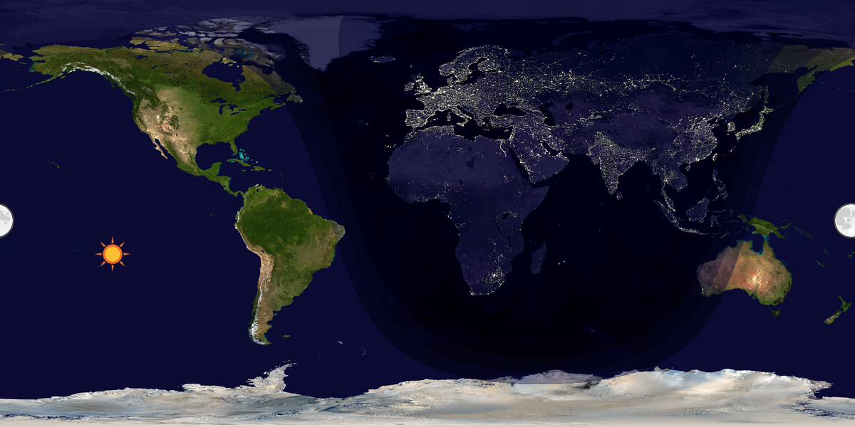 Verdenskart som viser dag og natt 