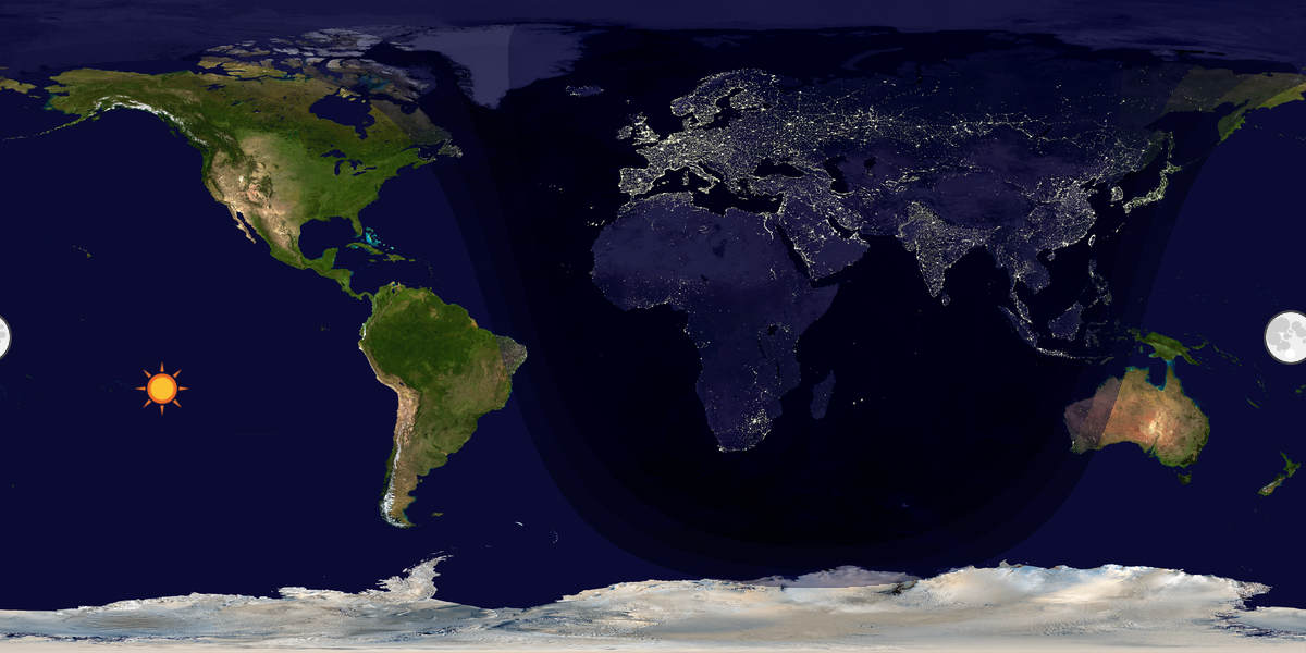 Verdenskart som viser dag og natt 