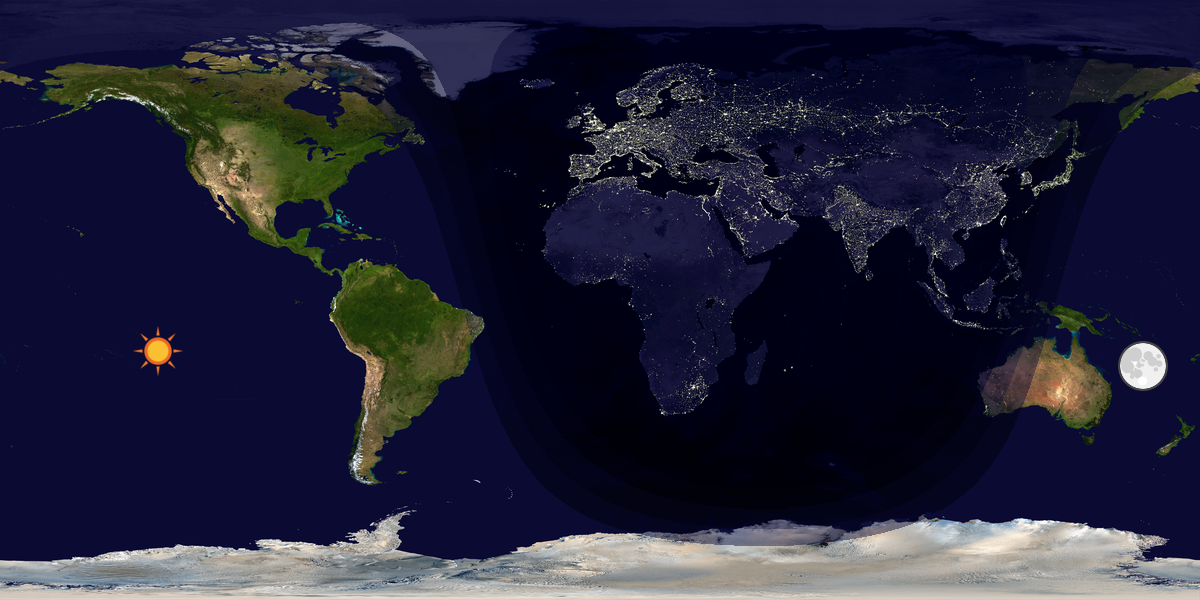 Verdenskart som viser dag og natt 