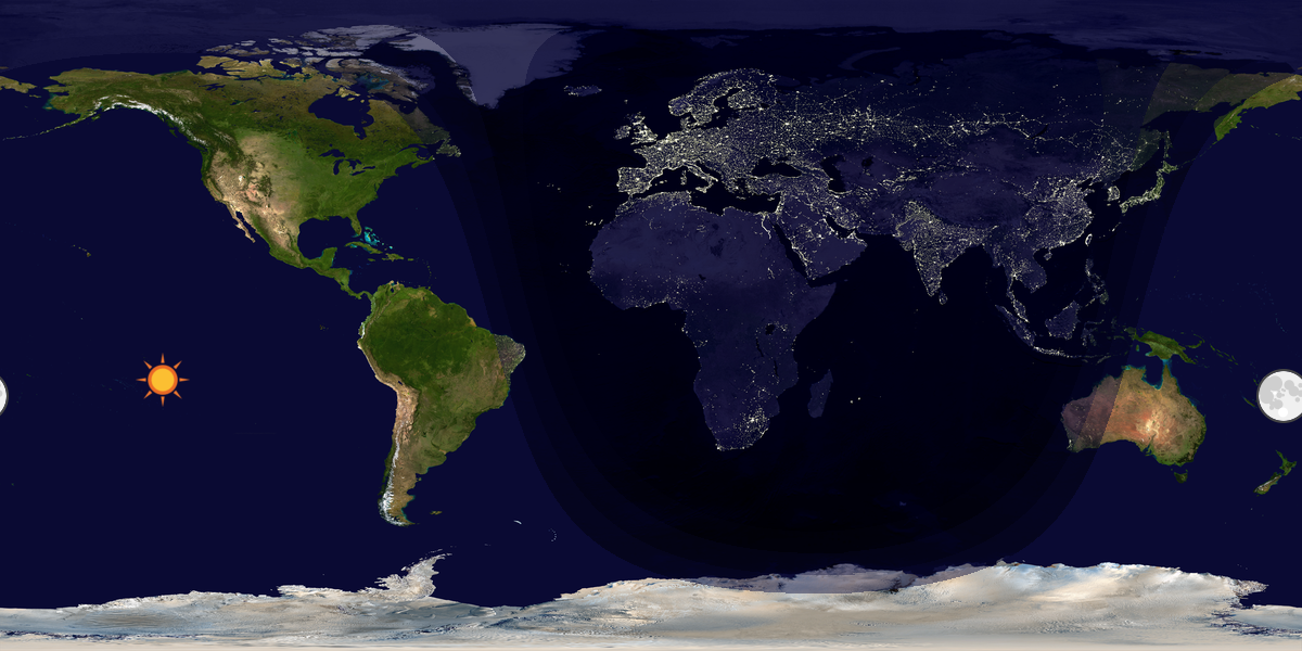 Verdenskart som viser dag og natt 