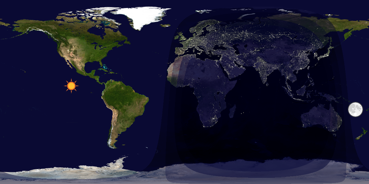 Verdenskart som viser dag og natt 