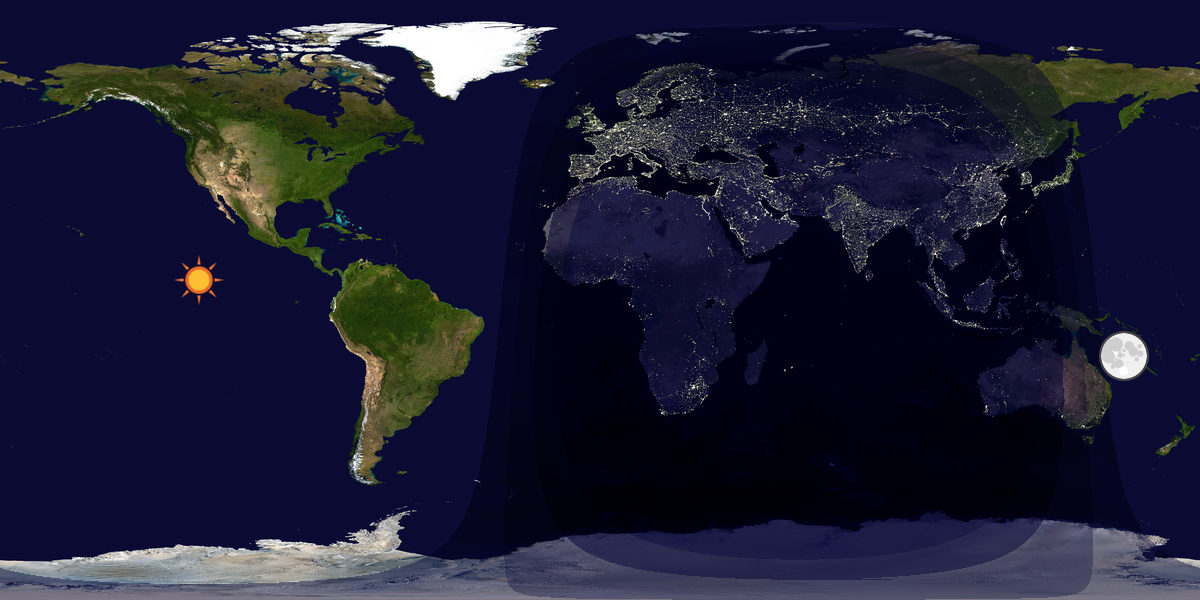 Verdenskart som viser dag og natt 
