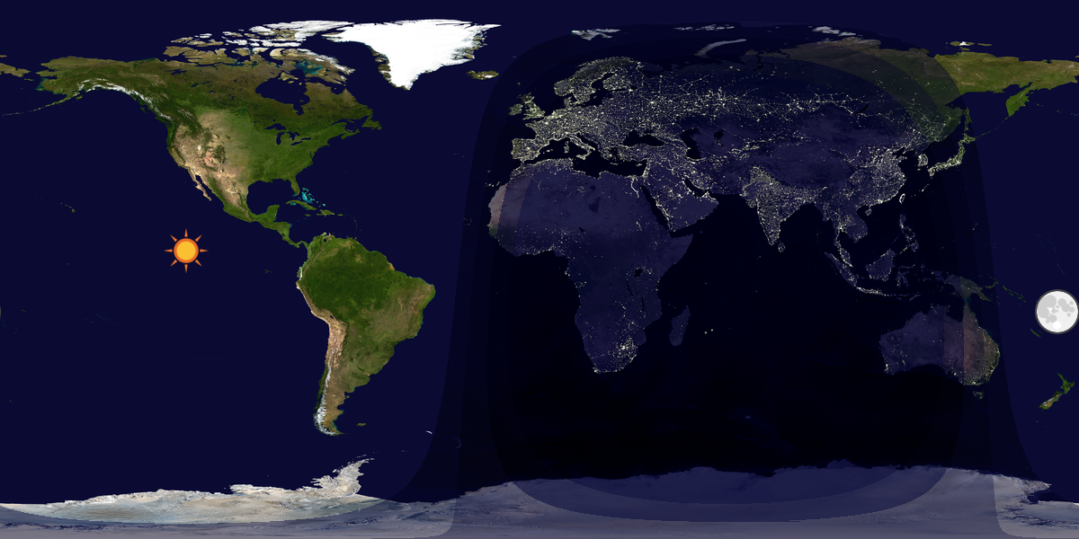 Verdenskart som viser dag og natt 
