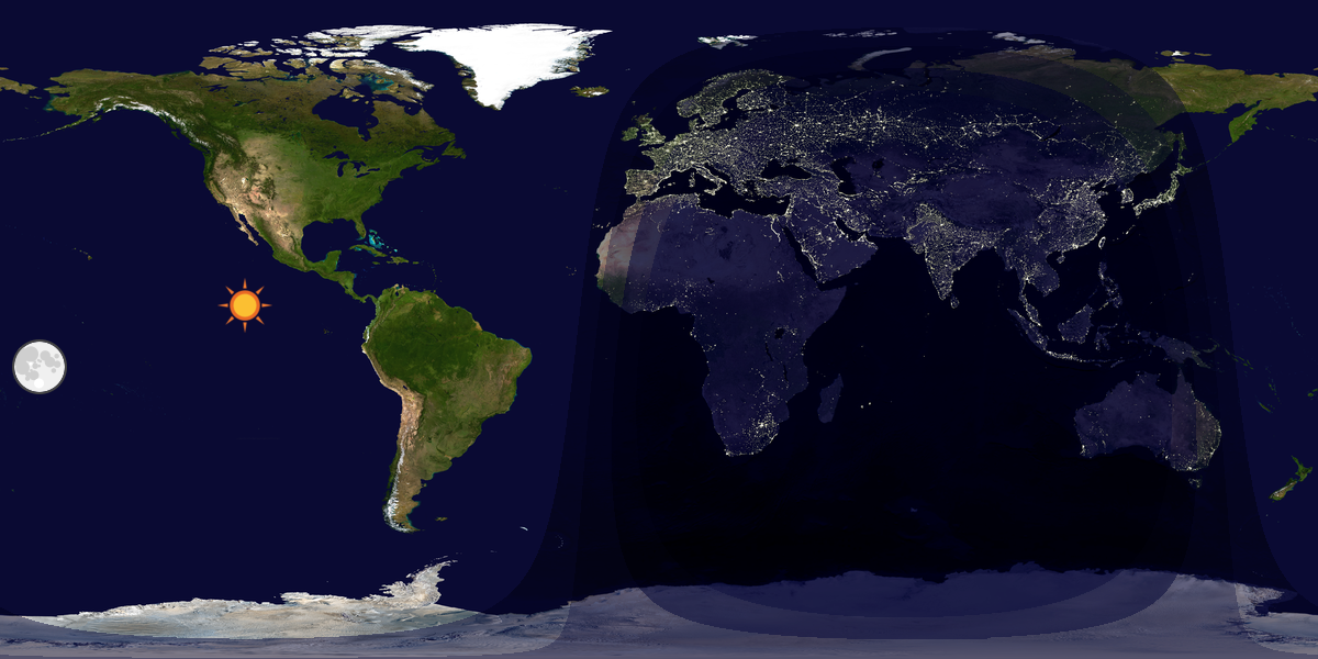 Verdenskart som viser dag og natt 