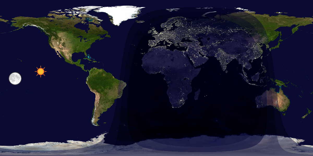 Verdenskart som viser dag og natt 
