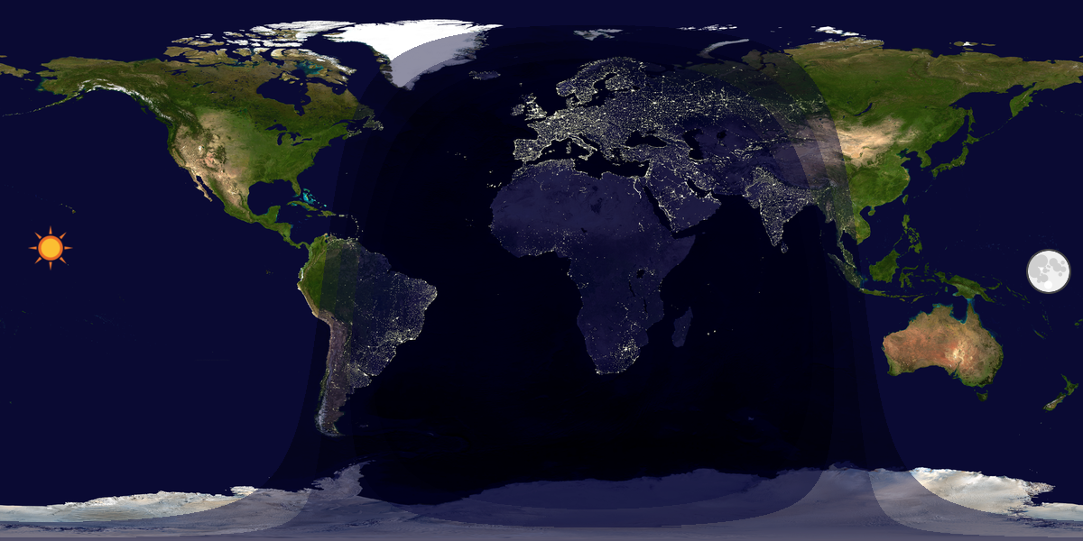 Verdenskart som viser dag og natt 