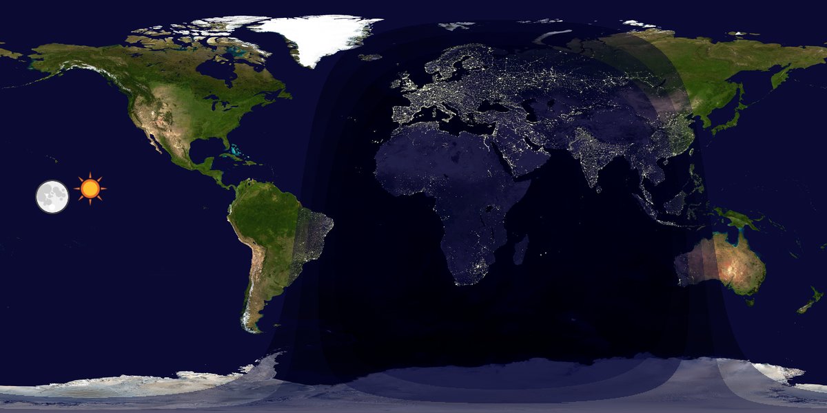 Verdenskart som viser dag og natt 
