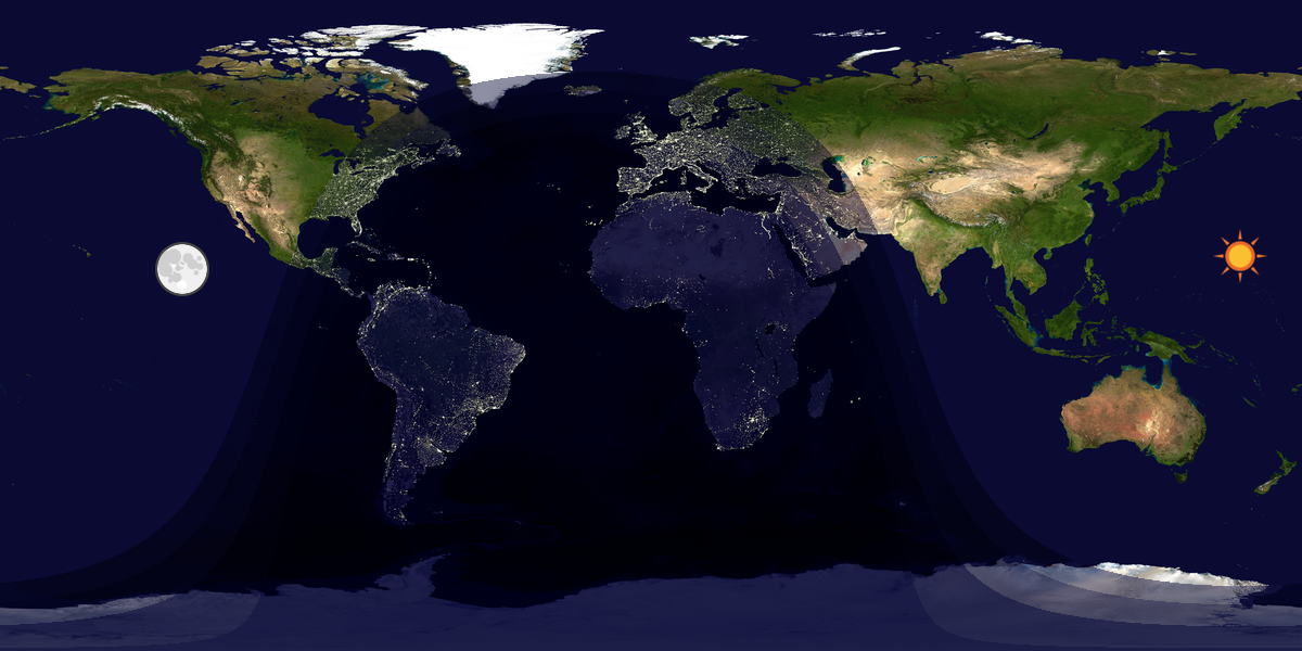 Verdenskart som viser dag og natt 