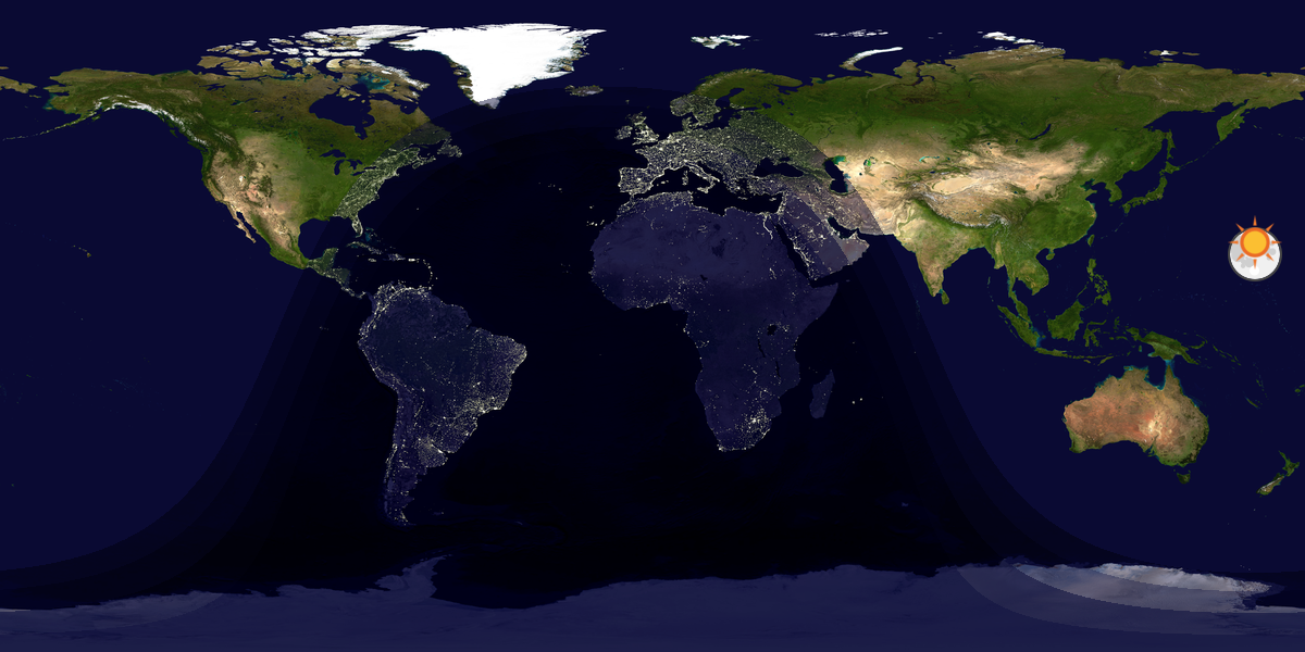 Verdenskart som viser dag og natt 