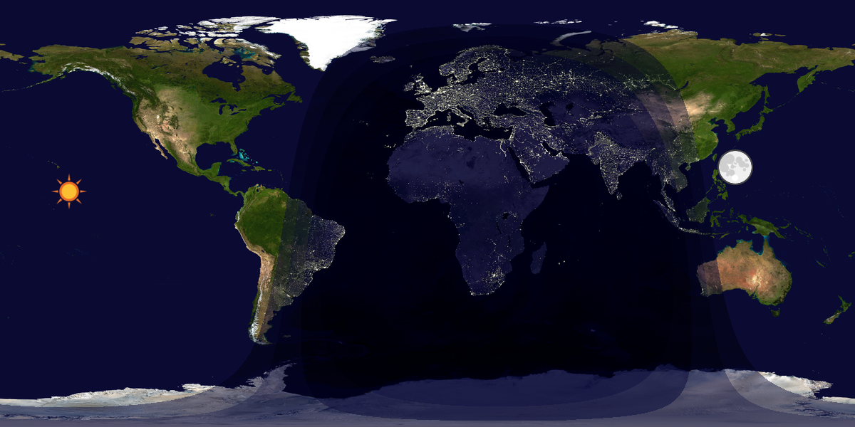 Verdenskart som viser dag og natt 