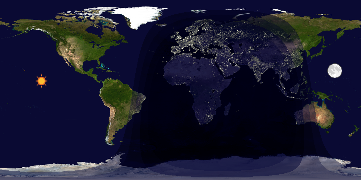 Verdenskart som viser dag og natt 