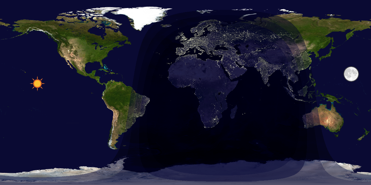 Verdenskart som viser dag og natt 