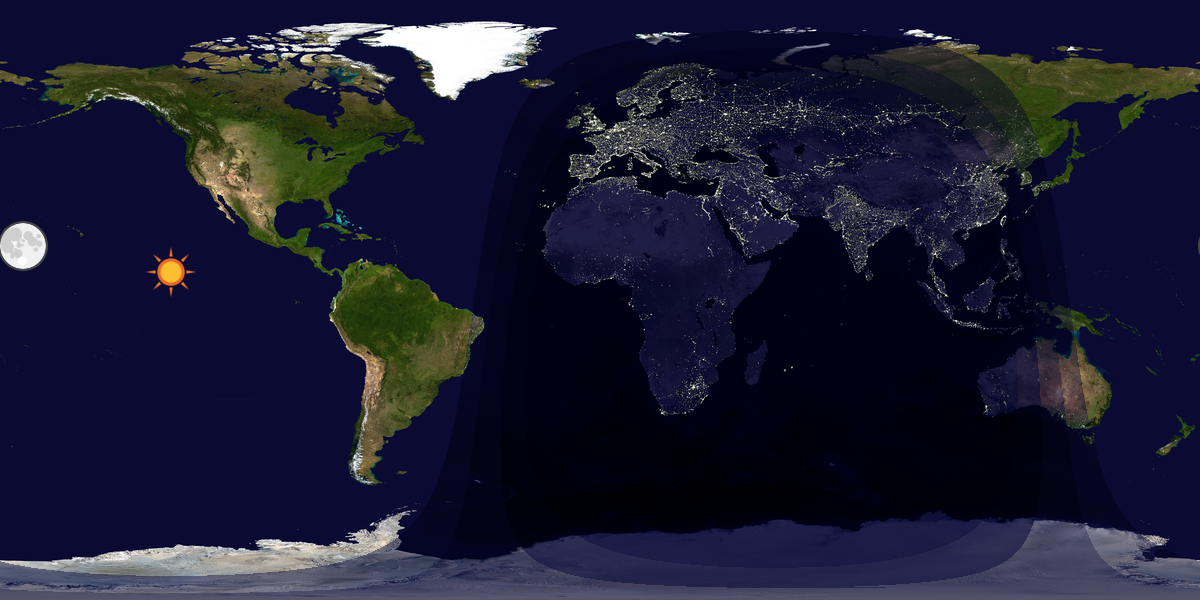 Verdenskart som viser dag og natt 