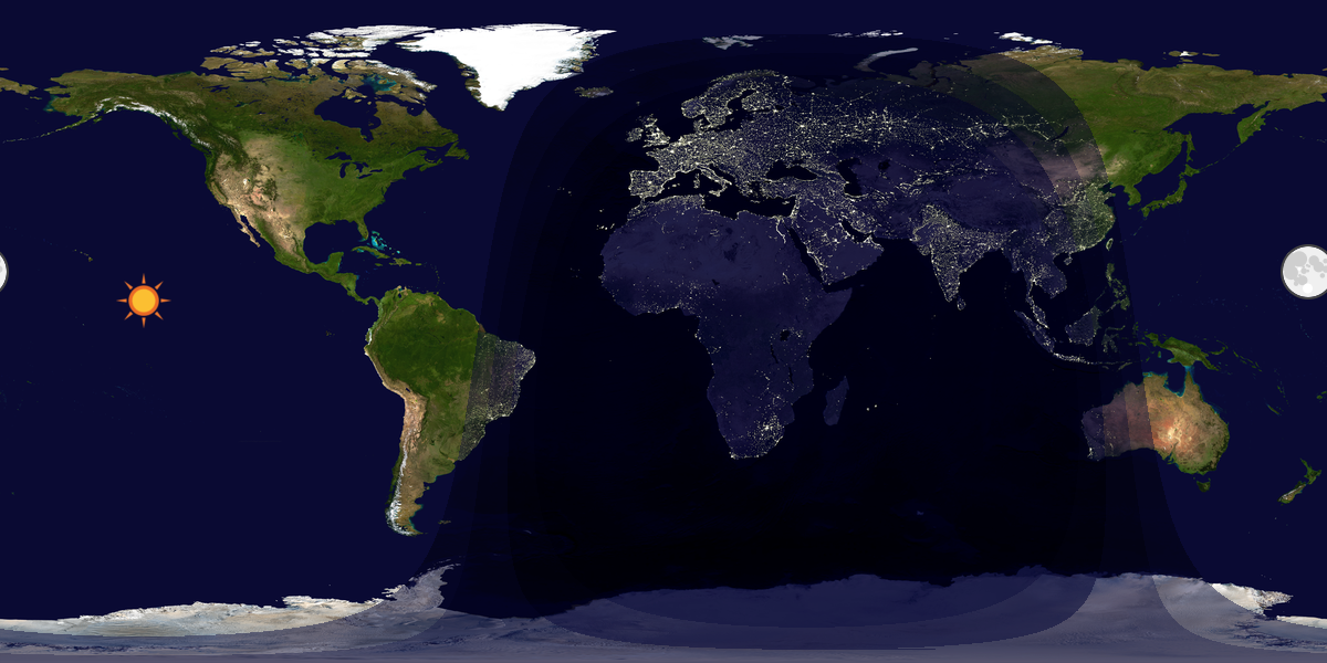 Verdenskart som viser dag og natt 