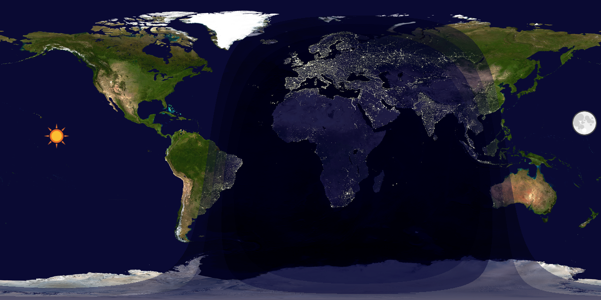 Verdenskart som viser dag og natt 