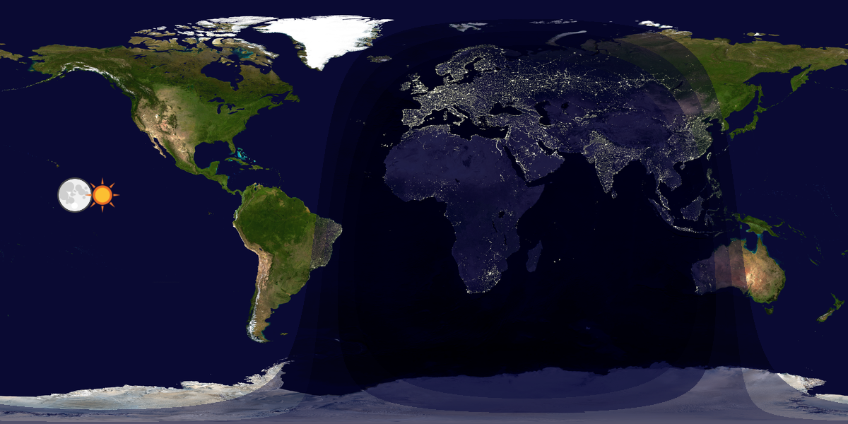 Verdenskart som viser dag og natt 