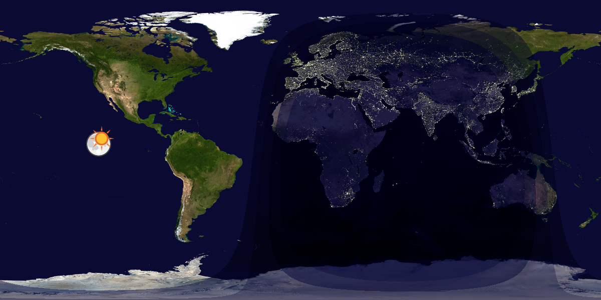 Verdenskart som viser dag og natt 
